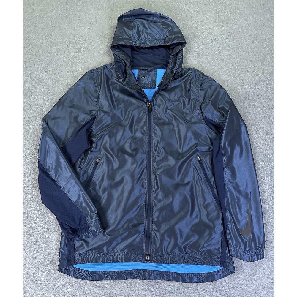 Nike Jacket Mens‎ Large Blue Hyper Elite Shield Basketball Shiny Satin Zip